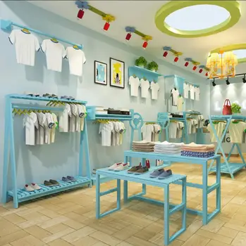 בגדי ילדים חנות מדף מדף תצוגה wanghong קניון קיר התצוגה האם והתינוק חנות בגדים מדף תצוגה