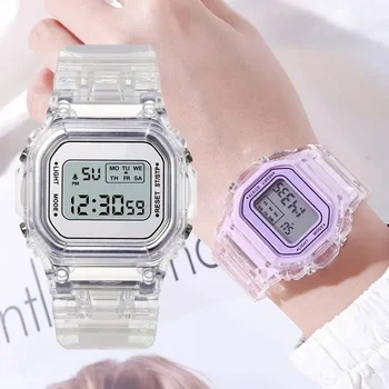 אופנה שקופה שעון דיגיטלי מרובע נשים שעוני ספורט אלקטרוני שעון יד רלו Mujer שעון Dropshipping