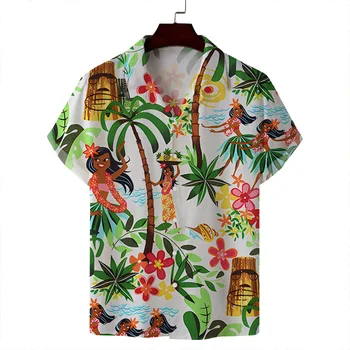 חולצת הוואי גברים 3xl חופשי חולצות גברים אופנה מודפס חוף ללבוש גג אחת עם חזה קובני צווארון החולצה החג