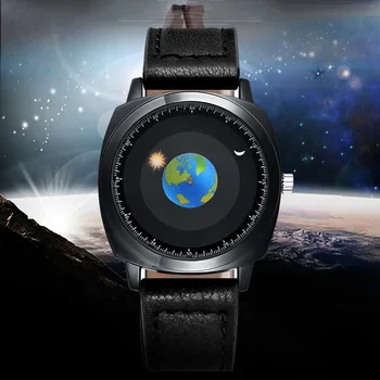ADDIES מותג עיצוב יצירתי סיבוב כדור הארץ חיוג השעון סיליקון עור קוורץ שעון ספורט לגברים לצפות Relogio Masculino