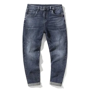 2021 בסגנון קלאסי עסקים מזדמנים ג 'ינס מכנסיים מותג Sarouel גברים שחור רגיל לנכון למתוח ג' ינס