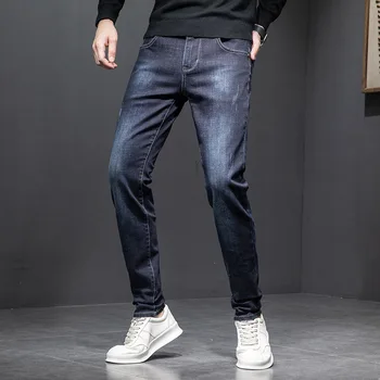סתיו חורף אופנה ג 'ינס גברים סתיו-חורף אופנה ג' ינס גברים מוצק צבע פשוט ג 'ינס מקרית גברים ציפר עיצוב ג' ינס גברים