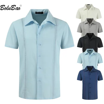 BOLUBAO 2023 חיצונית מקרית החולצה לגברים מוצק צבע יחיד רזה עם חזה שרוול קצר באיכות גבוהה, עיצוב החולצה לגברים