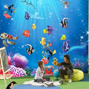 3d תמונות טפט מותאם אישית ציור קיר על הקיר המצויר אושן דגים אלמוגים חדר ילדים טפט על קירות בגלילים עיצוב הבית