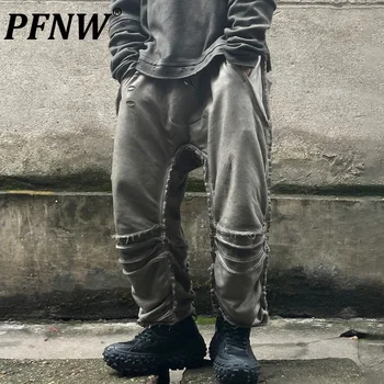 PFNW האביב קיץ של גברים אופנה עיצוב שכבה כפולה קרוס-מכנסיים בציר קפלים שחוק מזדמן נאה ספורט מכנסיים 12A9431