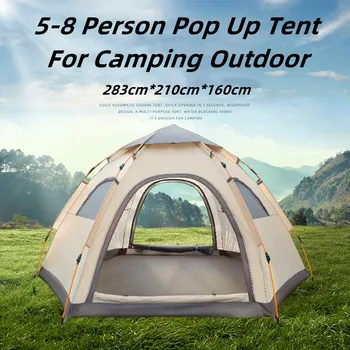 5-8 אדם לצוץ אוהל לקמפינג חיצונית כיפת אוהל אוטומטי התקנה קלה עמיד למים המשפחה אוהל טיולים תרמילאים