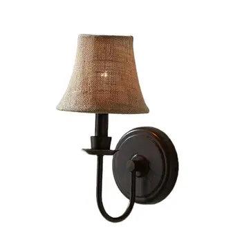 סגנון אמריקאי מצעים מנורות קיר בד נורדי רטרו השינה ליד המיטה ברזל שחור וינטג ' צינור תאורה עיצוב פמוטים קיר אורות