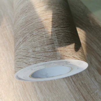 צהוב מדומה עץ תבואה קשר נייר בגליל לקלף, מקל דבק עצמי PVC עמיד למים טפט עבור שיפוץ רהיטים