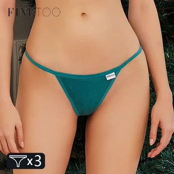 FINETOO כותנה פונג נשים 3Pcs/סט סקסי עלייה נמוכה T-בחזרה תחתונים M-XL Feamle חוטיני תחתוני נוח הלבשה תחתונה 10 צבעים