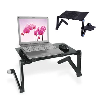 קירור מאוורר מחשב נייד שולחן נייד מתכוונן מתקפלים שולחנות מחשב המחברת מחזיק טלוויזיה במיטה המחשב להצבה על הברכיים שולחן עומד עם משטח עכבר
