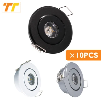 10pcs Downlight LED Mini 3W 1W 85-265V נקודת אור מנורת תקרה Dimmable 110V 220V הטמע לבן שחור כסוף כולל כונן