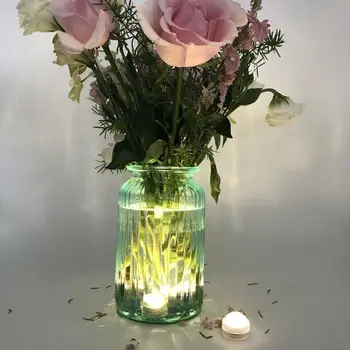 12Pcs*SMD LED אור התה נשלט מרחוק Floralyte טבולות אגרטל תה אור נרות המנורה 3LED מסיבת חתונה עיצוב ססגוניות