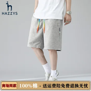 Hazzys הקיץ החדש משוחרר חמש נקודות מזדמנים מכנסיים קצרים דקים סעיף בחוץ מכנסי שרוך מגניב מוצק צבע מכנסיים קצרים, בגדי גברים