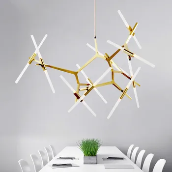 תעשייתית מודרנית ספוטניק נברשת עבור האוכל Livging חדר המטבח באי בית עץ ענף עיצוב Led המנורה השעיה