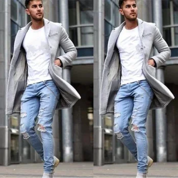 פולו דרקון ופניקס בד בינוני אורך המעיל 2023 חדש אופנה ז ' קט בצבע אחיד מגמת מעיל מעיל של גברים