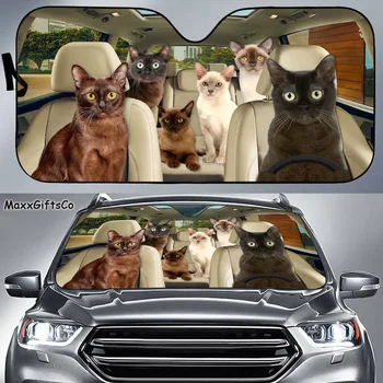חתול בורמזי המכונית שמש, צל, חתול בורמזי השמשה הקדמית, משפחה שמשיה, חתול אביזרי רכב, קישוט רכב, מתנה לאבא, אמא