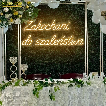 גדול 85cm ניאון הובילו Ledon Zakochani לעשות Szaleństwa מטורף מאוהב מסיבת חתונה, יום הולדת שלט קיר לקישוט הבית